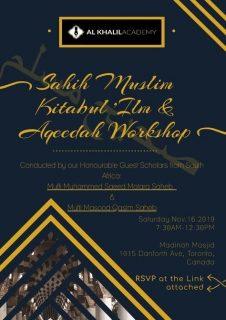 Kitabul Ilm Saheeh Muslim and Aqeedah Workshop